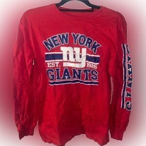 NFL Long Sleeve T-Shirt Tee Kids Large 14/16 Red New York Giants Football